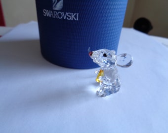 Vintage Stamped Swarovski Smal Mouse eating Small piece of Cheese VGC Retired 2013    Rare
