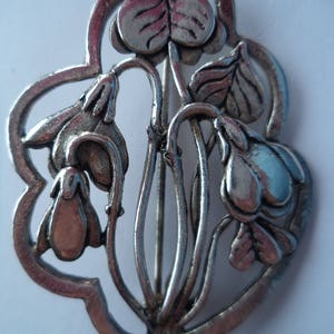 Vintage Signed MASJ 1990 Silvertone pewter Oxalis/Shamrocks Brooch/Pin