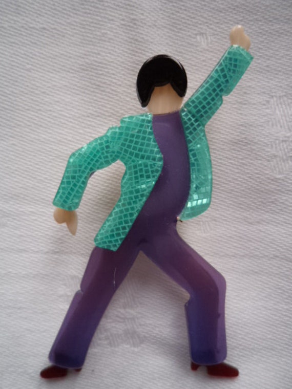 Vintage Signed Lea Stein John Travolta Brooch/Pin