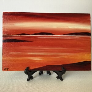 Small orange sunset oil painting