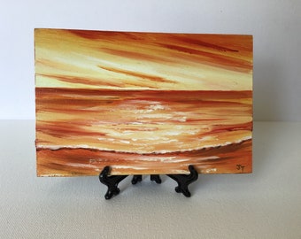 Small sunset oil painting