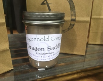 Dragon Saddle 8oz Hand Poured Candle, Soy-Paraffin, Triple Scented