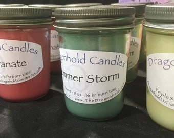 Summer Storm 8oz Hand Poured Candle, Soy-Paraffin, Triple Scented