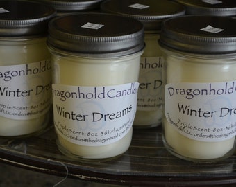 Winter Dreams Candle: Hand Poured, Triple Scented Soy-Paraffin Candle