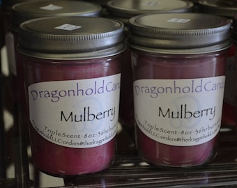Mulberry Candle: Hand Poured, Triple Scented Soy-Paraffin Candle