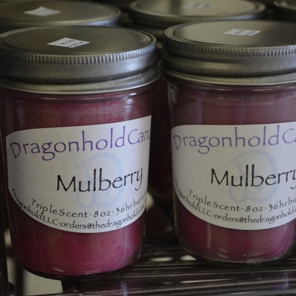 Mulberry Candle: Hand Poured, Triple Scented Soy-Paraffin Candle