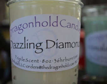 Dazzling Diamonds Candle: Hand Poured, Triple Scented Soy-Paraffin Candle