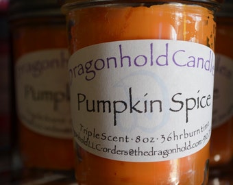 Pumpkin Spice Candle: Hand Poured, Triple Scented Soy-Paraffin Candle