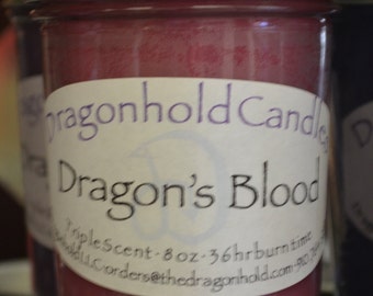 Dragon's Blood Candle: Hand Poured, Triple Scented Soy-Paraffin Candle