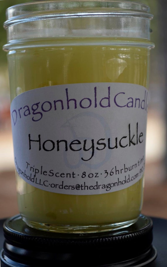Honeysuckle Candle: Hand Poured, Triple Scented Soy-Paraffin Candle
