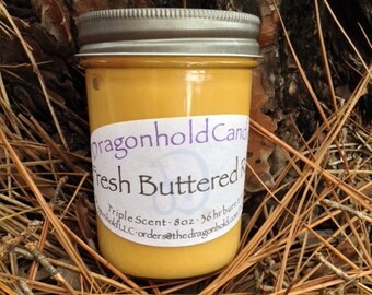 Buttered Beer 8oz Hand Poured Candle, Soy-Paraffin, Triple Scented