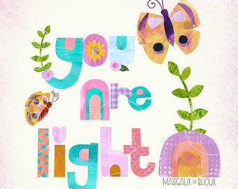 You Are Light Cut Paper Collage Art Digital Download