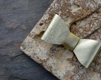 Upcycled Leather Bow Necklace