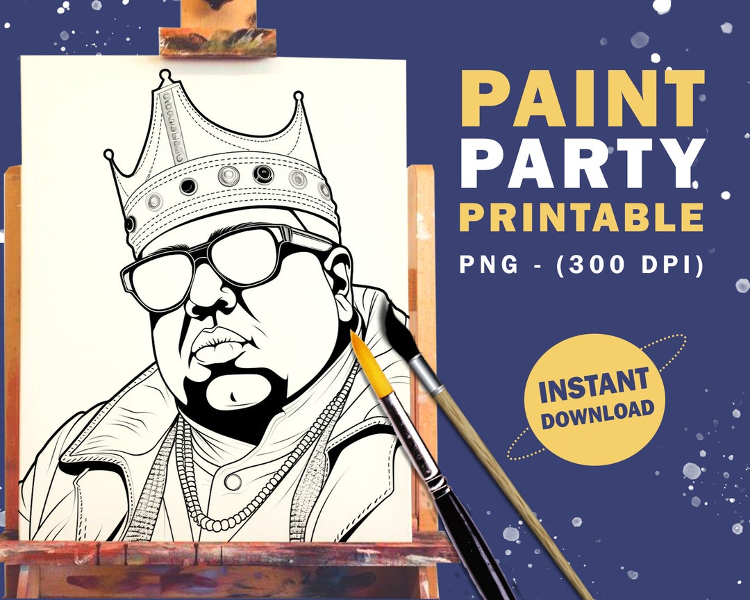 Hip Hop Paint & Sip Party Printable PNG Digital Download DIY Pre Drawn