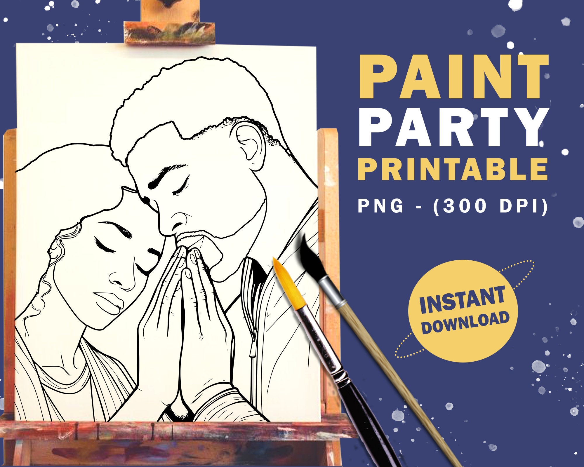African/american/caucasian Women/girl Paint Party,pre  Drawn/outlined/sketched Canvas,paint and Sip,teen/adult Painting Kit, Diy  Paint Kit 