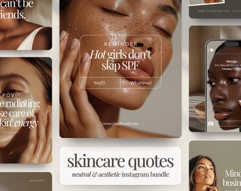 Skincare Quotes Instagram Post and Story Templates | Esthetician, Medspa, Salon and Beauty Business Marketing Social Media Content