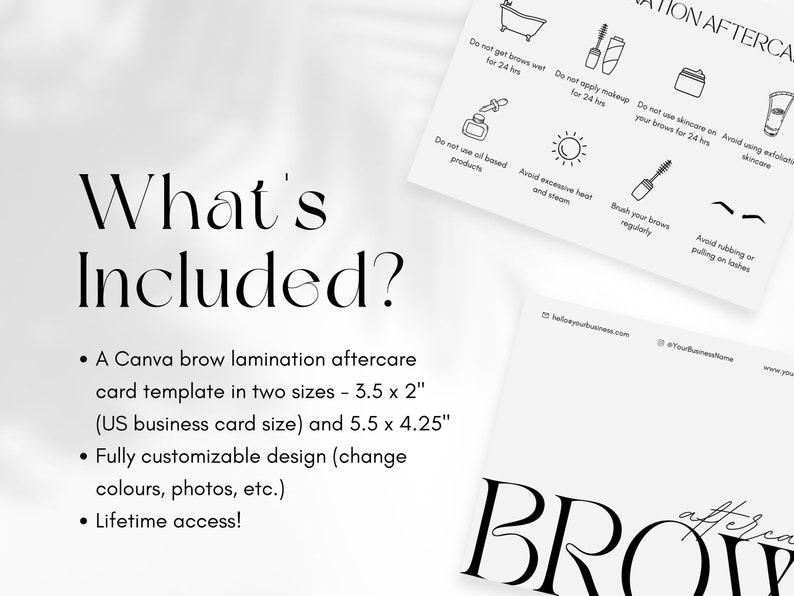 Brow Lamination Aftercare Cards Eye Brows Branding Kit Etsy Canada