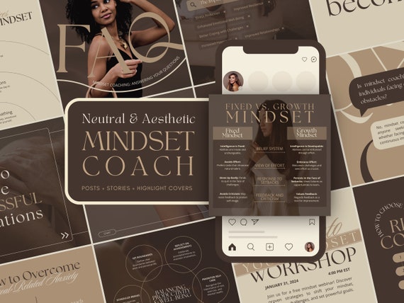 Mindset Coach | Life Coach | Growth Mindset Canva | Mental Health Templates | Social Media Marketing | Minimalist Instagram Story |Spiritual