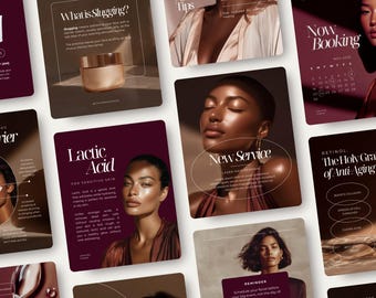 Esthetician & Skincare Instagram Post and Story Templates | Luxury Marketing and Educational Social Media Content
