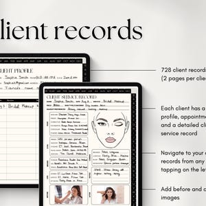 Makeup Artist Planner | Makeup Face Chart | Appointment Planner | Client Tracker | Makeup Artist Forms | Beauty Business |Client Record Book image 3