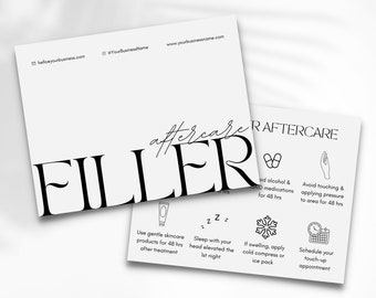 Dermal Filler Aftercare Cards | Lip Filler | Esthetician Template | Skincare Template | Care Card Template | Care Instructions | Aesthetics