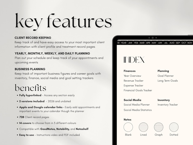 Lash Tech | Client Record Book | Appointment Calendar | Business Planner | GoodNotes Notebook | Lash Consent Form | Eyelash Extension Forms image 2