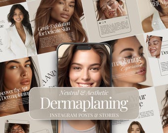 Dermaplaning | Esthetician Template | Skincare Instagram | Social Media Bundle | Esthetician Post | Instagram Stories | Aesthetics