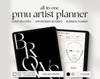 Permanent Makeup Artist Planner | PMU Templates | Microblading Forms | Client Record Book | Business Planner | Lip Blush | Nano Brow Tech