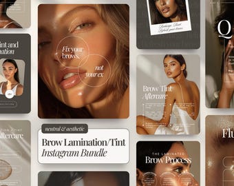 Brow Lamination Instagram Post and Story Templates | Brow Tech, Esthetician, Beauty, & PMU Artist Business Marketing Social Media Content