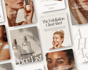 Acne Skincare Instagram Post and Story Templates | Esthetician & Medspa Beauty Business Marketing and Educational Social Media Content