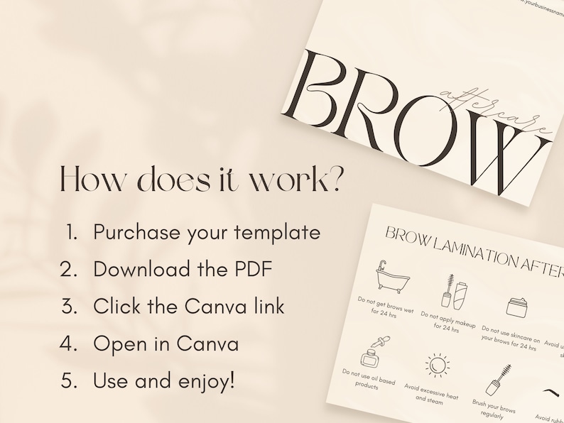 Brow Lamination Aftercare Cards Eye Brows Branding Kit Etsy