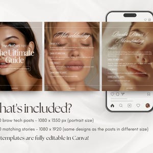Brow Tech Instagram Post and Story Templates | Beauty Salon, Esthetician, PMU Artist Business Advertisement & Marketing Social Media Content image 3