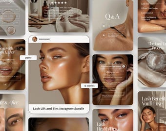 Lash Lift and Tint Instagram Post and Story Templates | Lash Tech, Esthetician, Beauty, & Salon Business Marketing Social Media Content