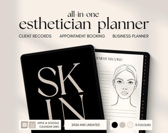 Esthetician Planner | Client Record Book | Client Tracker | Treatment Planner | Business Planner | Appointment Calendar | Skincare Template