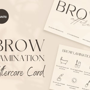 Brow Lamination Aftercare Cards Eye Brows Branding Kit Esthetician Template Care Instructions Luxury Skincare Microblading image 2