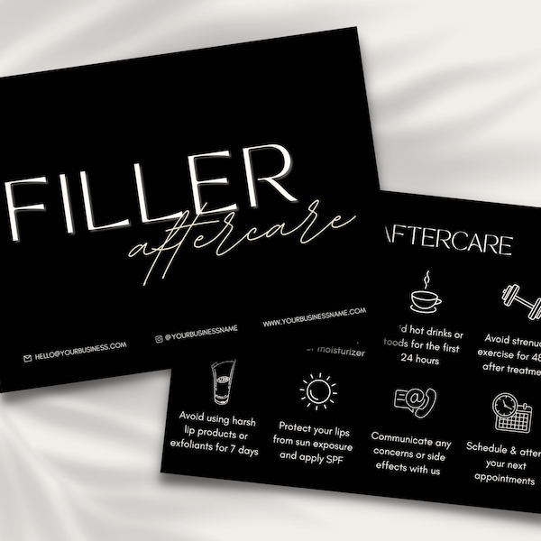 Dermal Filler Aftercare Cards | Lip Filler | Esthetician Template | Skincare Template | Care Card Template | Care Instructions | Aesthetics