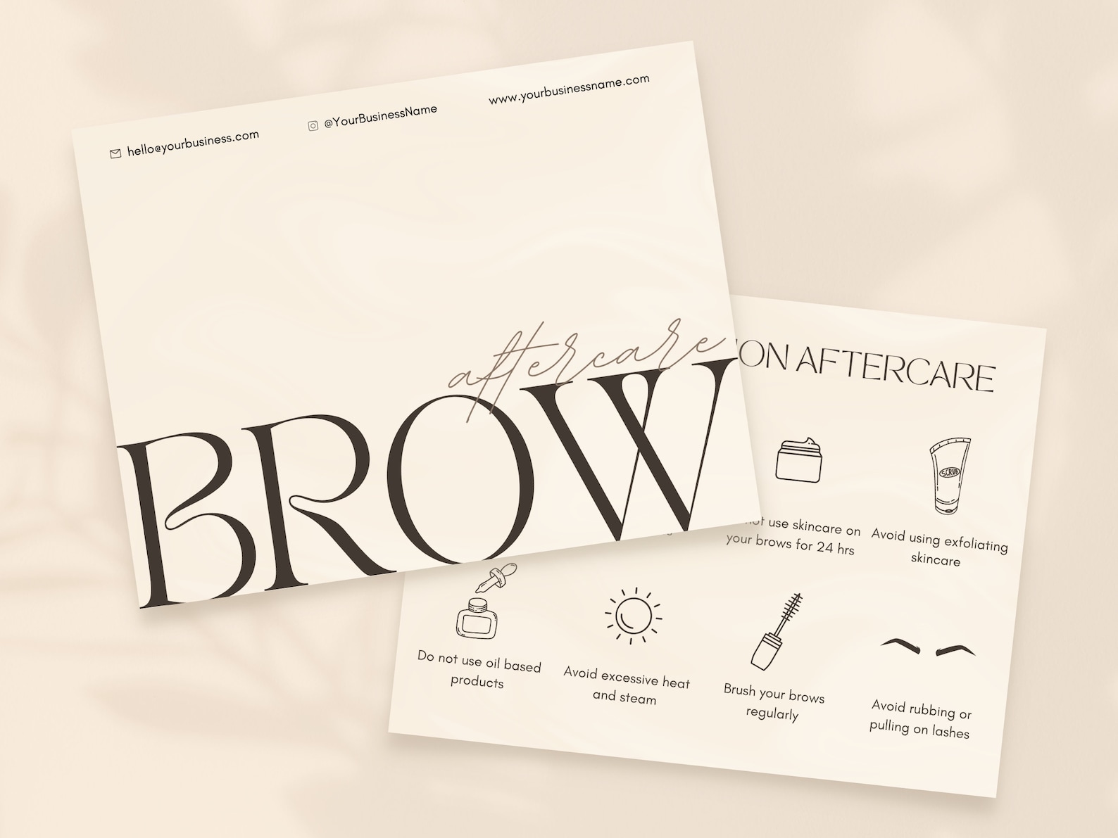 Brow Lamination Aftercare Cards Eye Brows Branding Kit Etsy