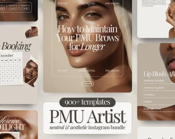 Permanent Makeup Artist Instagram Posts, Stories, and Reels | PMU Ombre, Nano, and Microblading, Lip Blush, & Eyeliner Social Media Bundle