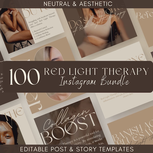 Red Light Therapy | Social Media Bundle | Luxury Skincare | Instagram Stories | Esthetician Instagram Post | Branding Kit | Minimalist