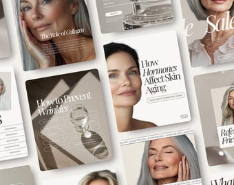 Anti-Aging Mature Skincare Instagram Post and Story Templates | Esthetician & Medspa Business Marketing and Educational Social Media Content