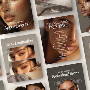 Brow Tech Instagram Post and Story Templates | Beauty Salon, Esthetician, PMU Artist Business Advertisement & Marketing Social Media Content