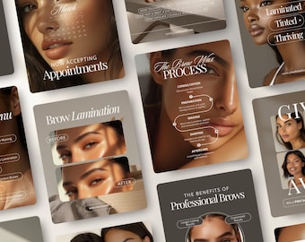 Brow Tech Instagram Post and Story Templates | Beauty Salon, Esthetician, PMU Artist Business Advertisement & Marketing Social Media Content
