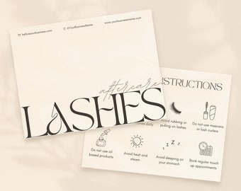 Lash Aftercare Cards | Eyelash Extension | Lash Tech | Esthetician Template | Branding Kit | False Lashes | Care Instructions | Eye Lashes