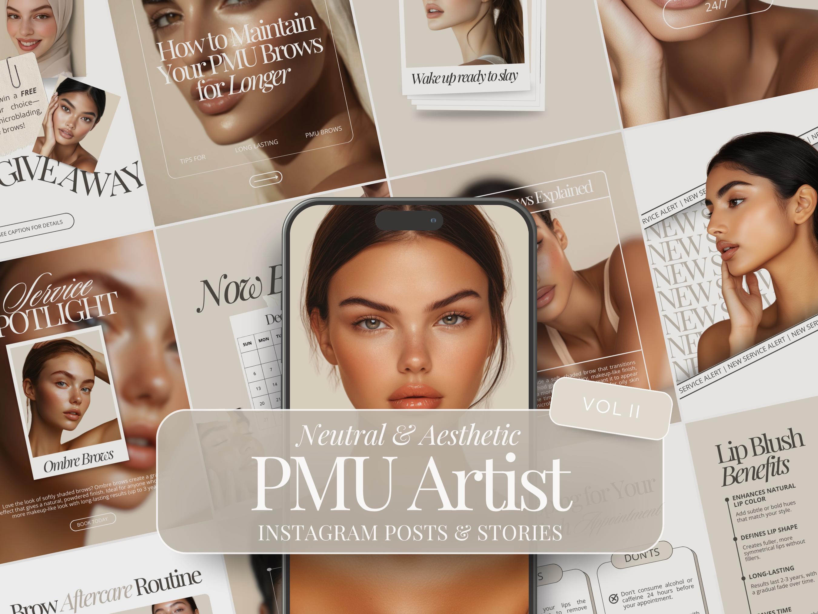 Permanent Makeup Artist | PMU Instagram Post | Eye Brows | PMU Bundle | Social Media Marketing | Instagram Stories | Microblading |Lip Blush