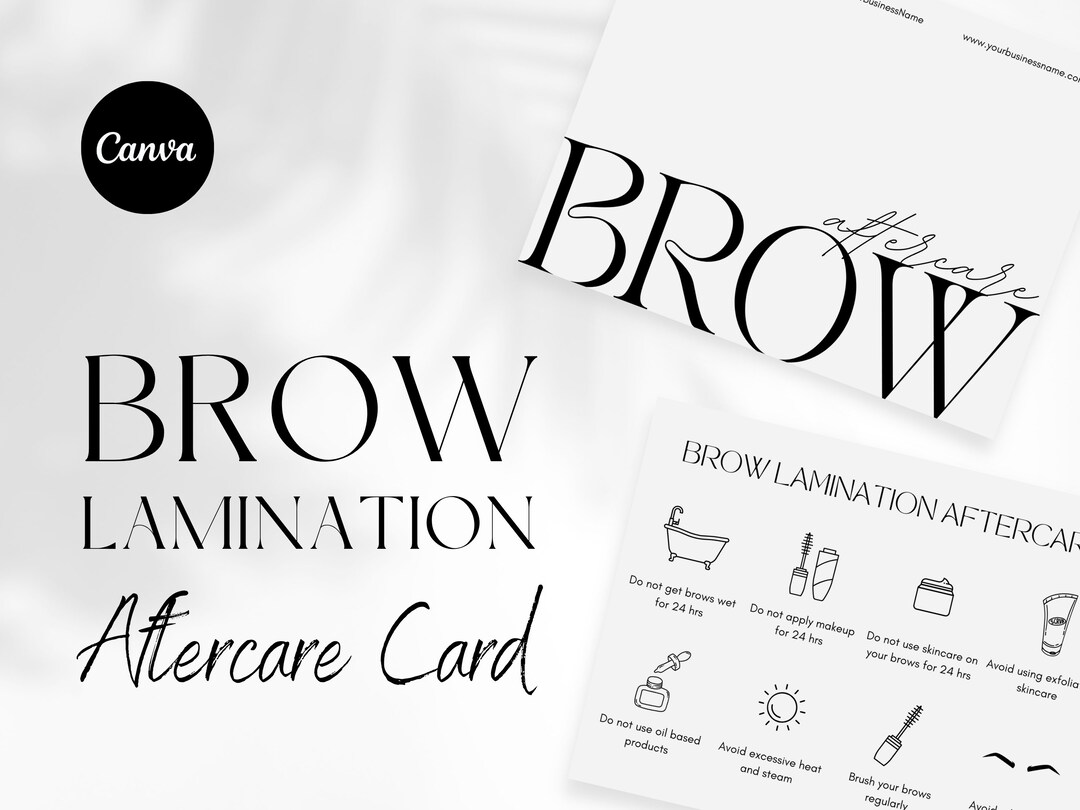 Brow Lamination Aftercare Cards Eye Brows Branding Kit Etsy