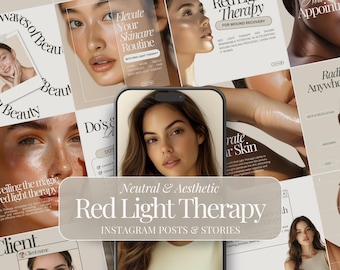 Red Light Therapy Social Media Bundle, Luxury Skincare Templates, Esthetician Instagram Stories & Posts, Medspsa Marketing, Branding Kit