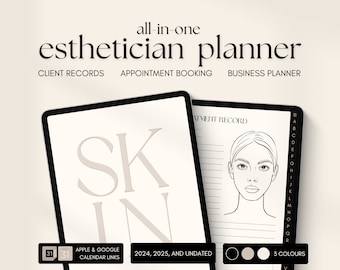 Esthetician Planner | Client Record Book | Client Tracker | Treatment Planner | Business Planner | Appointment Calendar | Skincare Template