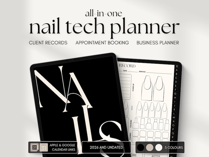 Nail Salon Appointment Book | Nail Art Template | Client Record Book | Manicure Agenda | Business Planner | Client Tracker | Nail Technician image 1