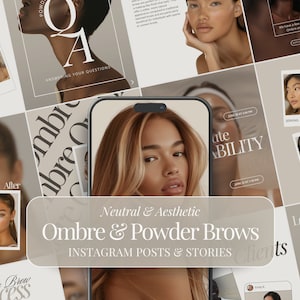 Ombre Powder Brows | Microshading | Permanent Makeup Artist | PMU Instagram Post | Eye Brows | PMU Bundle | Social Media Marketing | Stories