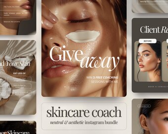 Skincare Coach Instagram Post and Story Templates | Esthetician, Medspa, & Beauty Business, Marketing, and Educational Social Media Content